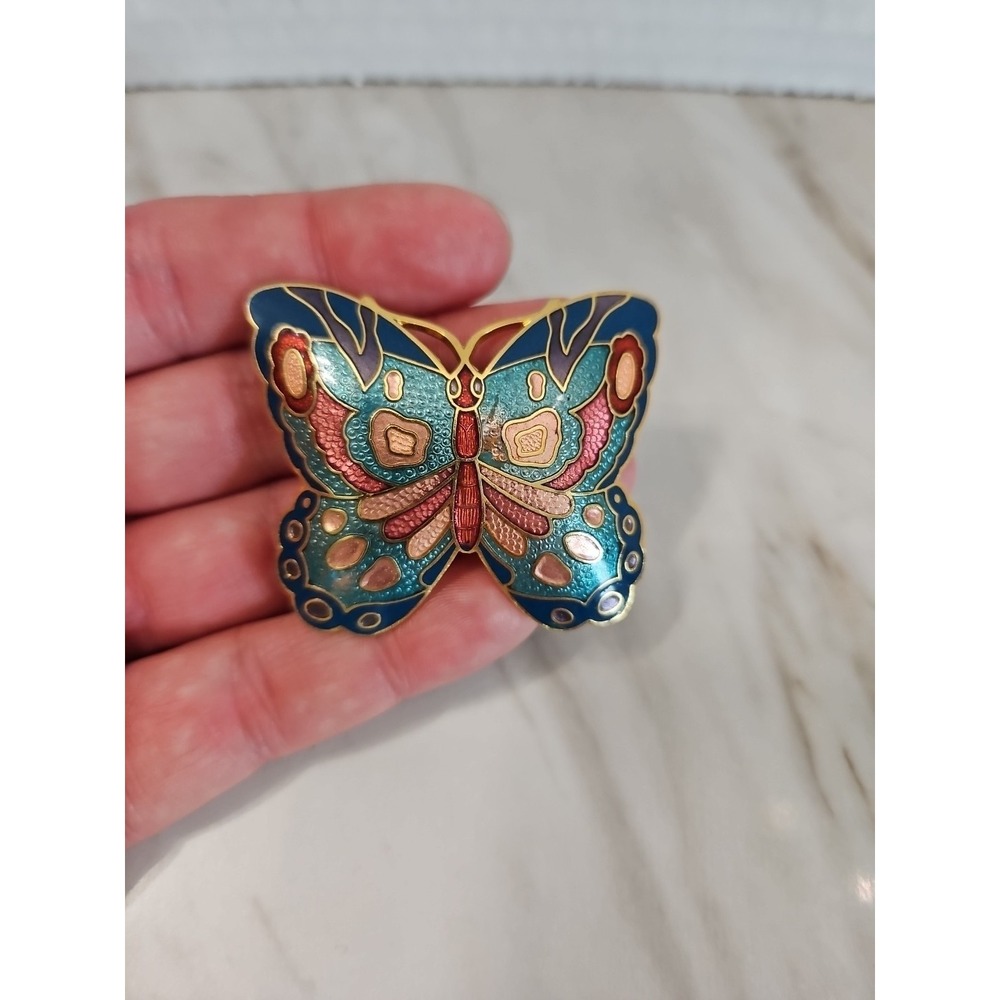 Vintage Charmant Belts‎ Cloisonne Butterfly Buckle For Rope Belt Scarf